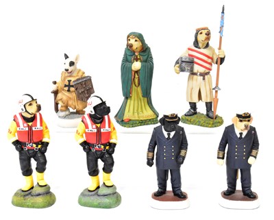 Lot 312 - ROBERT HARROP; seven resin figures of dogs,...