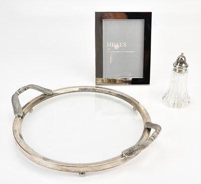 Lot 34 - A decorative silver plate and glass twin...