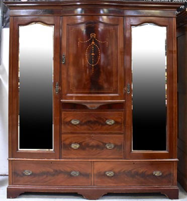 Lot 52 - An Edwardian inlaid mahogany bedroom suite,...
