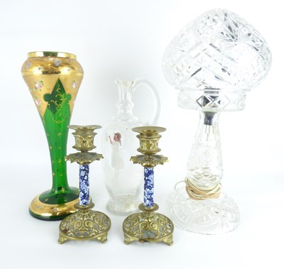 Lot 186 - A cut glass mushroom lamp