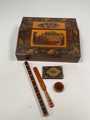 Lot 32 - A late 19th century Tunbridge ware writing...