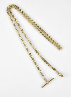 Lot 294 - A yellow metal hoop necklace, unmarked, tests...
