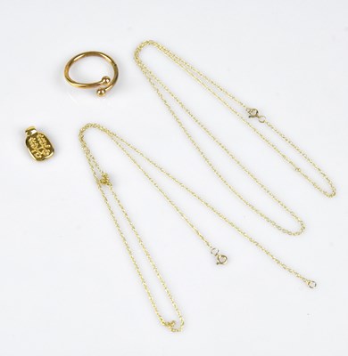 Lot 24 - A yellow metal Chinese pendant, a yellow metal...