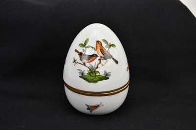 Lot 1513 - HEREND; a hand painted porcelain egg shaped...