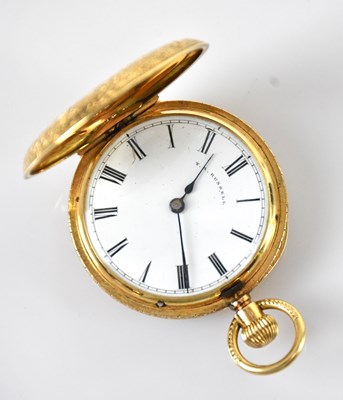 Lot 1013 - An 18ct yellow gold crown wind half hunter fob...