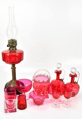 Lot 1444 - A collection of Victorian cranberry glassware...