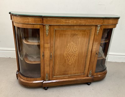 Lot 87 - A Victorian inlaid walnut credenza, with...