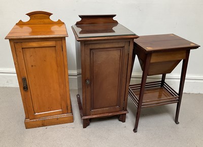 Lot 165 - An Edwardian birch bedside pot cupboard,...
