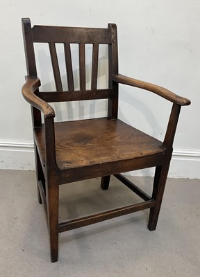 Lot 67 - A George III oak and ash country elbow chair,...