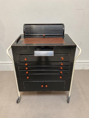 Lot 109 - A vintage stained wood optician's chest, the...