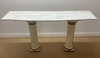 Lot 677 - A pair of painted column pedestals, height...