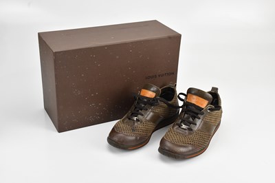 Lot 1452 - LOUIS VUITTON; a pair of men's brown leather...