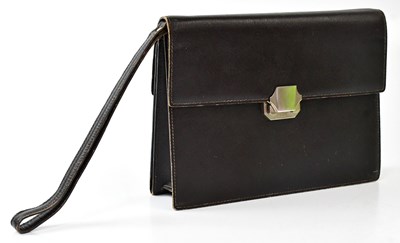 Lot 328 - DUNHILL; a gentlemen's leather wrist bag, lock...