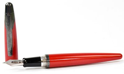 Lot 307 - DUNHILL; an AD2000 red lacquer fountain pen,...