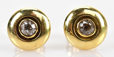 Lot 192 - A pair of 18ct yellow gold diamond set ear...