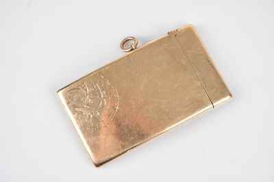 Lot 3 - A 9ct rose gold arched card case, with...