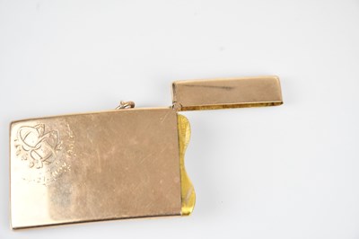 Lot 3 - A 9ct rose gold arched card case, with...