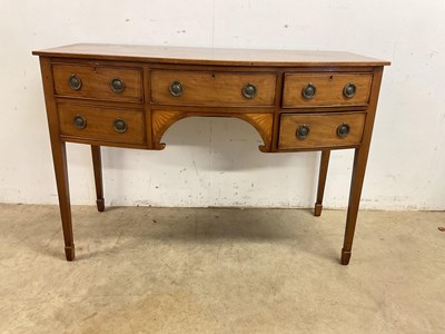 Lot 691 - An Edwardian Mahogany and inlaid bowfront...