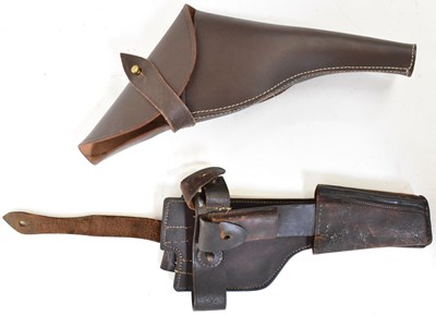 Lot 597 - A WWI German leather holster for a Broomhandle...