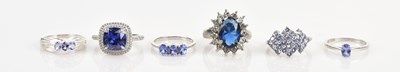 Lot 652 - Five sterling silver dress rings, sizes N (x...