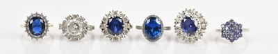 Lot 640 - Five sterling silver dress rings, sizes N, O...