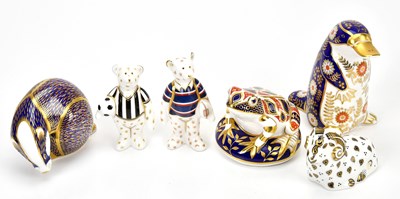 Lot 1348 - ROYAL CROWN DERBY; a platypus paperweight, and...