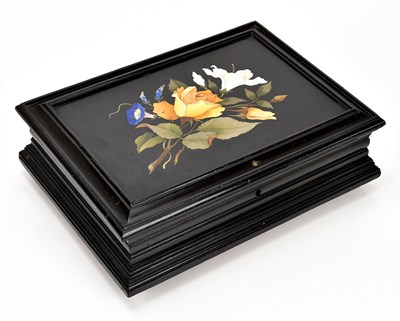 Lot 284 - ASHFORD MARBLE; an ebonised box inset with an...