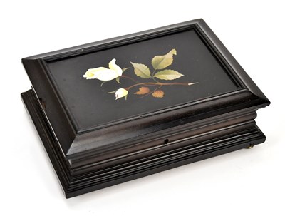 Lot 286 - ASHFORD MARBLE; an ebonised box inset with an...