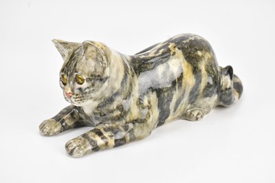 Lot 1458 - WINSTANLEY; a figure of cat lying down, length...