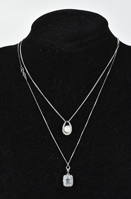 Lot 336 - A 9ct white gold cultured pearl and diamond...
