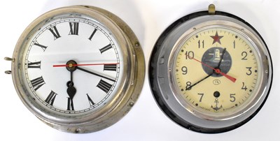Lot 508 - A Russian ship's clock, in grey plastic...