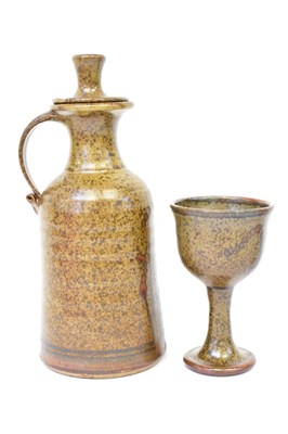 Lot 182 - A studio ware pottery lidded carafe and a set...