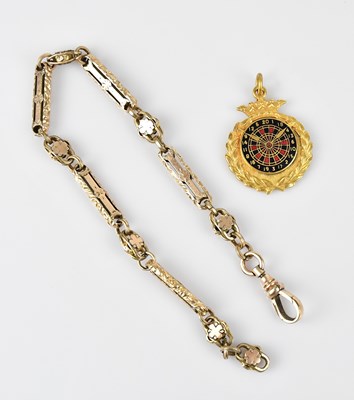 Lot 708 - A Victorian gilt metal Albert chain, length...