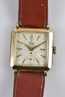 Lot 1204 - AVIA; a gentleman's 9ct gold cased Deluxe tank...