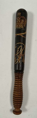 Lot 44 - A Victorian hardwood police truncheon, with...