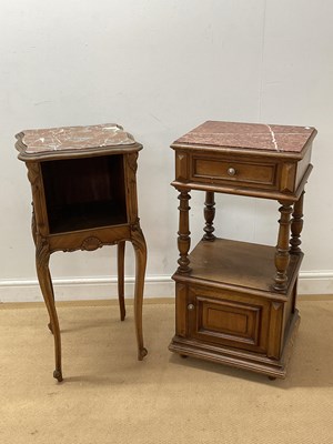 Lot 666 - A French walnut bedside cabinet with...
