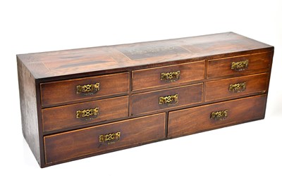 Lot 2079 - A late Victorian oak, walnut and brass inlaid...
