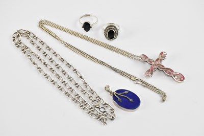 Lot 989 - A group of silver jewellery, comprising a...