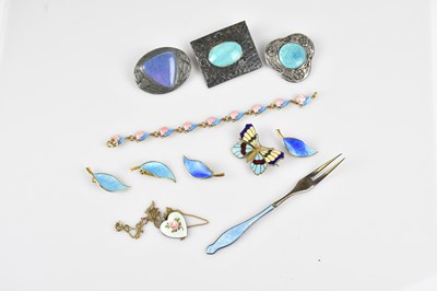 Lot 625 - A collection of sterling silver and enamel...