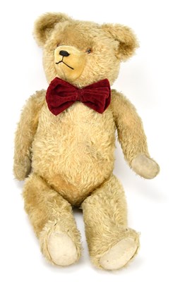 Lot 1826 - A large teddy bear with red bow tie, 72cm.