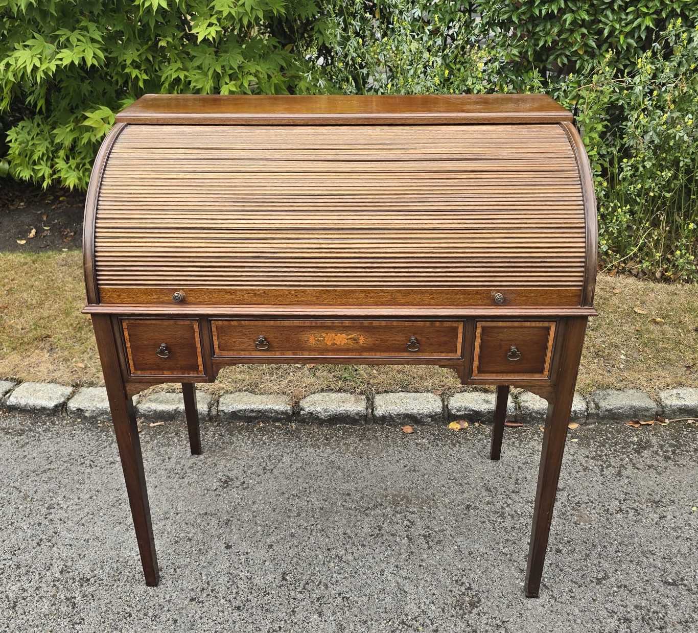 Lot 46 - An Edwardian-style mahogany tambour-fronted...