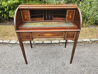 Lot 46 - An Edwardian-style mahogany tambour-fronted...