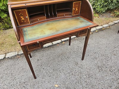 Lot 46 - An Edwardian-style mahogany tambour-fronted...