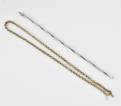 Lot 32 - A white metal bracelet set with clear stones,...