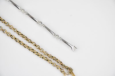 Lot 32 - A white metal bracelet set with clear stones,...