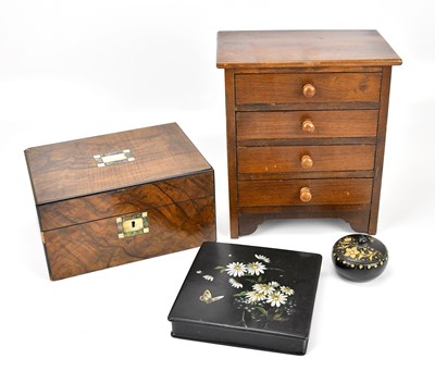 Lot 365 - A mahogany tabletop chest of four drawers,...