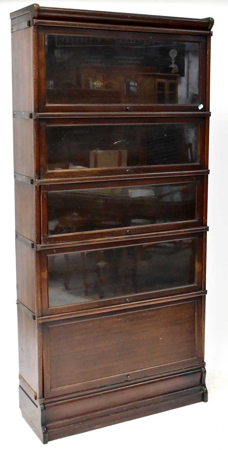 Lot 8 - GLOBE-WERNICKE; a five-tier mahogany glazed...