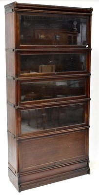 Lot 8 - GLOBE-WERNICKE; a five-tier mahogany glazed...
