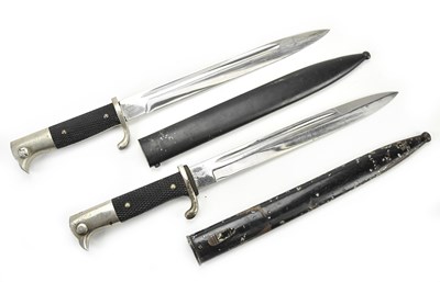Lot 1066 - Two NCO dress bayonets, blades stamped 'P.W....