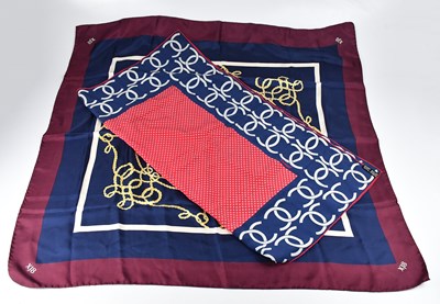 Lot 1260 - CHANEL; a 100% twill silk red, white and blue...
